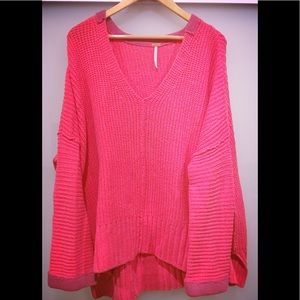 NWOT Free people pink oversized sweater